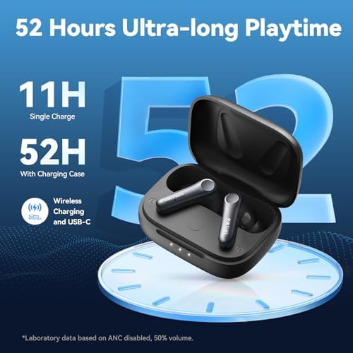Unleash Superior Sound with Ear Fun Air Pro 4 Wireless Noise Cancelling Earbuds – Advanced Adaptive Hybrid Tech, Qualcomm Snapdragon Sound & apt X™ Lossless Audio for Exceptional Clarity – 52-Hour Playtime & Bluetooth 5.4 for Seamless Connectivity – Ideal for Music Lovers & Professional Calls