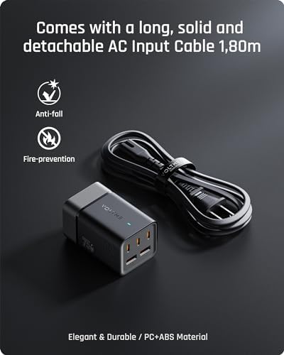 VOLTME 75 W Ga N USB C Charging Station – 5-Port Fast Charger for i Phone 15, Galaxy S23 Ultra, Mac Book Pro & More – High-Speed Multi-Device Power Hub with Enhanced Safety Features and Compact Desktop Design for Ultimate Convenience