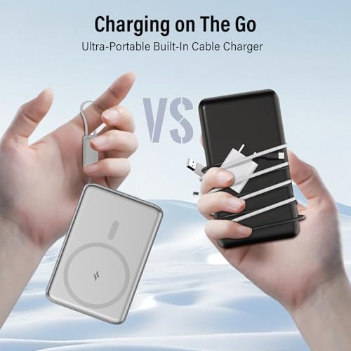 Magnetic Ultra-Slim Wireless Power Bank – 5000 m Ah Fast Charging Portable Charger for i Phone 16/15/14/13/12 Pro Series with 20 W PD, Secure Detachable Lanyard, and Lightweight Design for Effortless On-the-Go Use – Ideal for Travel and Outdoor Activities
