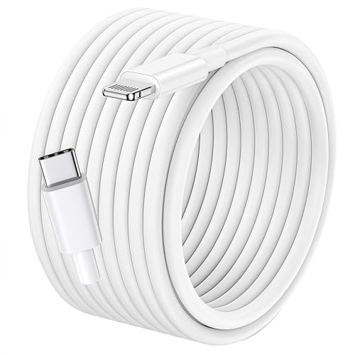 Premium 20 FT USB C to Lightning Cable for Fast Charging – 27 W Maximum Output, MFi Certified i Phone Charger Compatible with i Phone 14/13/12/11/8/7/6 Plus/Pro/Max/Xr/Xs & i Pad – Durable TPE Design for Enhanced Longevity and Speed