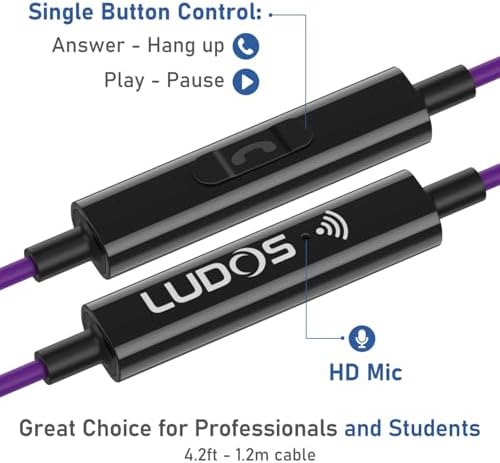 LUDOS Clamor Wired Earbuds – Premium Noise-Isolating In-Ear Headphones with Memory Foam Tips, Built-in Microphone, 5-Year Warranty – Perfect for i Phone and Samsung Users, Ideal for Students and Small Ears in Stylish Pink – Ultimate Sound Quality and Comfort for Everyday Use