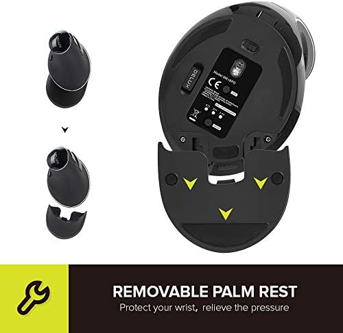 De LUX RGB Wired Ergonomic Vertical Mouse for Large Hands – 4000 DPI Precision Tracking, 6 Customizable Buttons, and Detachable Wrist Rest for Ultimate Comfort and Carpal Tunnel Relief – Perfect for Prolonged Use and Gaming Performance