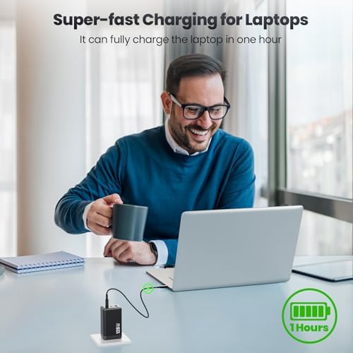 Power Up Your Devices with the Ultimate 128 W USB C Wall Charger – Advanced Ga N III Technology, 3-Port Fast Charging Station for Mac Book Pro, HP, Dell XPS, i Phone 15, Galaxy S23 & More – Compact & Efficient Travel Adapter for Maximum Device Compatibility and Rapid Charging Performance