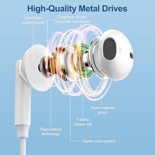 Premium USB C Earbuds for i Phone 16 & Samsung Galaxy A Series – 2 Pack High-Fidelity Wired Headphones with Built-in Mic & Remote Control – Exceptional Sound Clarity, Ergonomic Comfort for All-Day Use – Ideal for Music, Calls, and Podcasts on the Go