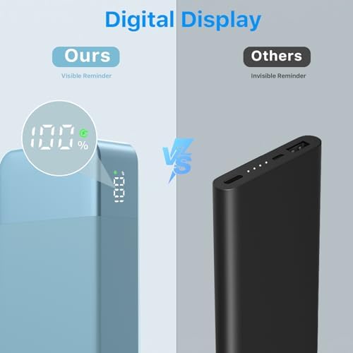 NOBIS 10000 m Ah Fast Charging Power Bank with Digital Display – Versatile USB-C Battery Pack for i Phone, i Pad, Android & More (25 W) – Compact, Reliable Charging Solution for On-the-Go Power Needs