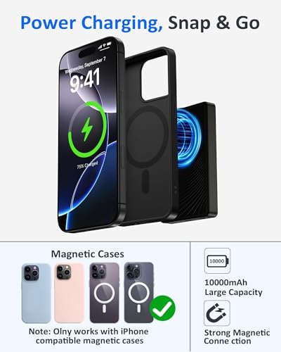 Ultra-Fast Mag Safe Wireless Power Bank for i Phone 16 & Samsung Galaxy S25 – Slim, Lightweight Battery Pack with Advanced Safety Features for All Smartphones – Stay Charged On-the-Go with 15 W Rapid Charging and Universal Compatibility
