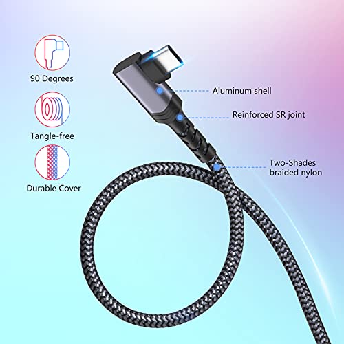 High-Speed 90-Degree USB C to USB C Cable – 100 W Fast Charging & 10 Gbps Data Transfer – 4 K Video Support for Mac Book Pro, Galaxy S24, i Phone 16/15 – 3 ft Durable Right Angle Connector – 2-Pack for Ultimate Versatility
