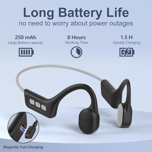 Revolutionize Your Workout with Waterproof Bone Conduction Headphones – Bluetooth 5.3 Open-Ear Sports Earbuds for Active Lifestyles – 10-Hour Battery Life and Built-in Microphone for Seamless Communication – Lightweight Ergonomic Design Perfect for Running, Cycling, and Gym Activities – Stay Alert and Enjoy Premium Sound Quality While Staying Connected