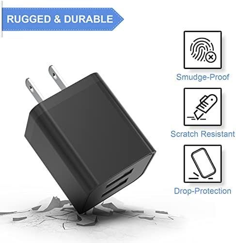 6 Pack Colorful Dual USB Wall Charger by i GENJUN – Fast Charging Cube Power Plug Adapter for i Phone, Samsung Galaxy, Google Pixel & Android Devices – Compact, Multi-Device Charging Solution with Built-In Safety Features – Enhance Your Charging Experience