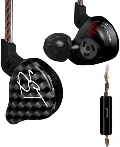 KZ ZST High-Fidelity In-Ear Monitors – Advanced Hybrid Driver Technology with Dynamic & Balanced Armature for Exceptional Sound Precision – Comfortable Ergonomic Fit with Colorful Detachable Cable for Gamers & Audiophiles – Versatile Compatibility with All Devices for Unmatched Audio Experience