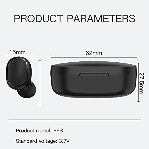 E6 S True Wireless Waterproof Earbuds – Advanced Bluetooth 5.0 Sports Headphones with LED Battery Indicator, Exceptional Hi-Fi Sound, and Effortless Button Controls for Ultimate Comfort – Ideal for Gaming, Gym Workouts, and Outdoor Adventures (Black)