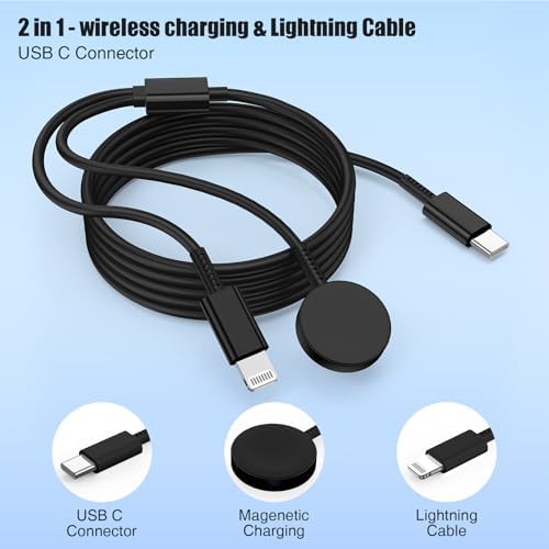 Revolutionary 2-in-1 USB C Magnetic Charger for Apple Devices – MFi Certified 20 W Fast Charge Cable with 6-ft Flexibility for Ultimate Convenience – Perfect Compatibility with Apple Watch Series 8/7/SE/6/5/4/3/2/1 and i Phone 14/13/12/11/XS – Your Premium Solution for Rapid Power Delivery on the Go