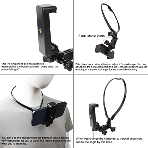 PellKing POV/Vlog Smartphone Selfie Neck Holder Mount for GoPro and Phone,Compatible with iPhone Samsung Smartphones,Hero 9, 8, 7, 6, 5, 4, 3, 2, 1 – Enhanced Compatibility and Speed