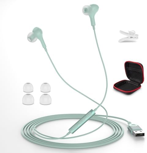Enhance Your Audio Clarity: Advanced USB Wired Earbuds with 7.5 FT Cord, Noise-Canceling Mic, and Magnetic Storage – Ideal for Zoom Calls, Gaming, and Mac Book Pro Connectivity – Comfort Meets Performance