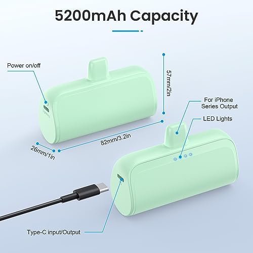 Ultra-Compact 5200 m Ah Power Bank for i Phone – PD Fast Charging Mini Portable Charger with Enhanced Compatibility for i Phone Models 14/13/12/11/XS/XR/X/8/7/6/6 s – Essential On-the-Go Battery Backup for Busy Lifestyles