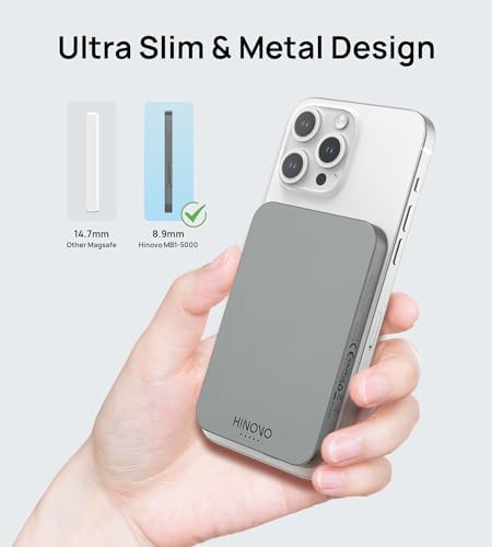Ultra-Slim Magnetic Power Bank for i Phone – 5000 m Ah Wireless Charger with 20 W PD Fast Charging, Sleek Aluminum Alloy Design, and Superior Compatibility for i Phone 16/15/14/13/12 Series, Effortless Snap-On Charging with Advanced Heat Dissipation Technology and Robust Magnetic Stability