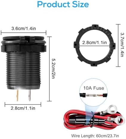 Ultimate 30 W PD Type-C & Dual QC 3.0 USB Charging Socket for 12 V/24 V Vehicles – Touch Switch Technology for Enhanced Safety & Compatibility in Cars, RVs, Trucks, and Boats – Fast Charge Multiple Devices Effortlessly