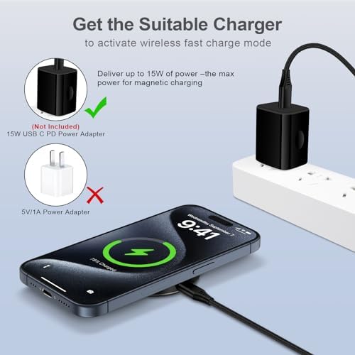 Mag-Safe 15 W Fast Wireless Charger Pad for Samsung Galaxy S24, Google Pixel 8 Pro, and i Phone 15 – Dual Pack Magnetic Charging Dock for Effortless Device Compatibility and Rapid Power Boost