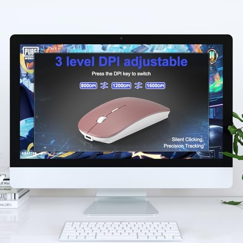 Sleek Silver Bluetooth Wireless Mouse for Mac Book Air & Pro – Ergonomic, Rechargeable, and Silent Tri-Mode Connectivity (2.4 G USB-C/USB-A, Bluetooth 5.2/3.0) for Ultimate Productivity on the Go