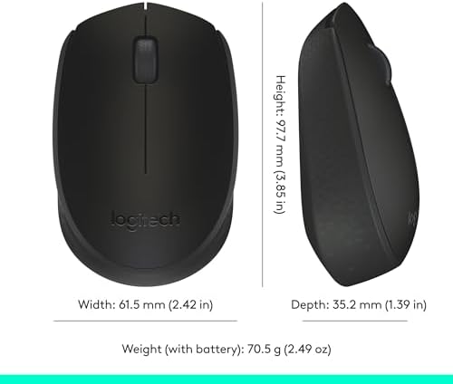 Logitech M170 Wireless Mouse – Ultra-Responsive Optical Tracking, Ambidextrous Design for All Users, 2.4 GHz USB Mini Receiver, 12-Month Battery Life, Perfect for PC, Mac & Laptop – Elevate Your Productivity with Seamless Wireless Freedom