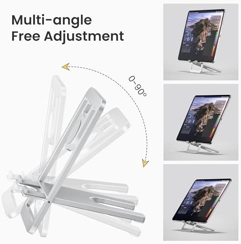 Discover the Itramax Foldable Tablet Holder: Your Ultimate Adjustable Aluminum Stand for Enhanced Productivity and Comfort. This portable accessory is engineered for seamless compatibility with a variety of devices including i Pad 9, 8, 7, Air 2, Mini, Samsung Tab, Steam Deck, Switch, Kindle Fire Scribe, and ROG Ally. Enjoy optimal viewing angles and heights, allowing you to work, watch movies, or game without discomfort. Crafted from durable aluminum, this foldable design ensures stability and longevity, making it perfect for home or travel. The anti-slip pads guarantee a secure grip while protecting your devices from scratches. Elevate your workspace with the sleek, functional Itramax Foldable Tablet Holder, transforming any environment into an organized and efficient setup. Whether for professional use or leisure, enhance your tablet experience today with this must-have desk accessory that marries style and practicality.