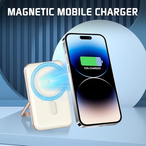 Mag Safe Portable Charger by EKR – 10,000 m Ah Fast Charging Power Bank with PD 20 W, Magnetic Attachment & Zinc Alloy Stand – Ultimate Wireless Charging Solution for i Phone 16/15/14/13/12 Series & Samsung Devices – Reliable, Compact, and Stylish Power Supply for On-the-Go Users