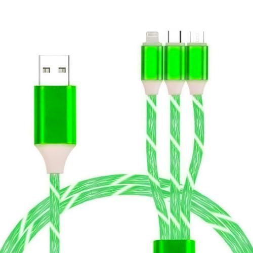 Transform Your Charging Routine with the 6-Foot 3-in-1 LED Charging Cable – Fast Charge & Data Transfer for Micro USB, Lightning, and USB-C Devices – Eye-Catching Glowing Design, Durable Construction Perfect for Home, Office, and Travel Use