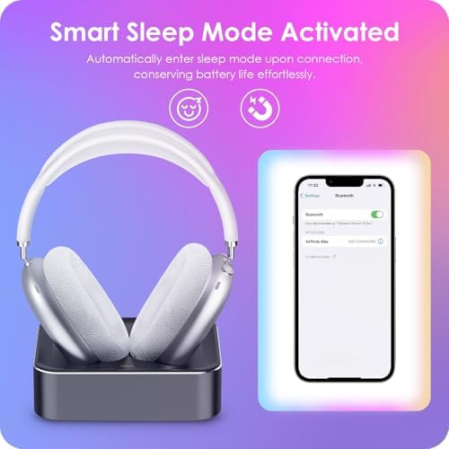 Magnetic Headphone Charging Station for Air Pods Max (2020/2024) – Dual Lightning & Type-C Connector Dock for Enhanced Compatibility and Quick Power-Up – Stylish Starlight Design for Home or Office Use
