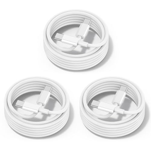 Revolutionary 60 W USB-C Charging Cable Trio – Fast Charge Your i Phone 15, Mac Book Pro, i Pad Pro & Air Pods 4 with Reliable 3 ft Durability – Ultimate Compatibility for Enhanced Performance and Convenience – Ideal for Home, Office, and On-the-Go Use – Sleek White Design for Effortless Style and Organization