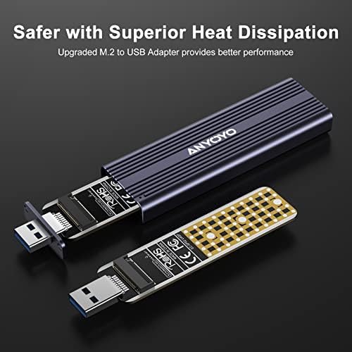 ANYOYO M.2 NVME SATA SSD Enclosure – Ultra-Fast USB 3.2 Gen 2 Adapter for 2242, 2260, 2280 M.2 SSDs with M-Key/M+B Support – Lightning Speed Data Transfer up to 10 Gbps, Plug & Play Convenience, UASP Compatibility, Durable Aluminum Design for Portable Storage Solutions