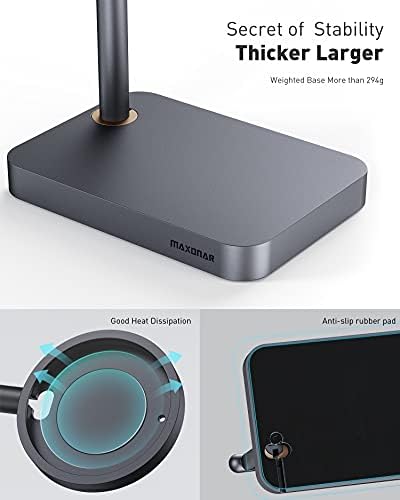Maxonar Mag Safe Charger Stand Heavy-Duty Premium Metal Desktop Holder Mag Safe Dock Base Compatible with iOS17 Standby Mode Mag Safe Wireless Charger for iPhone 15 14 Series Device (Space Grey) – Enhanced Compatibility and Speed