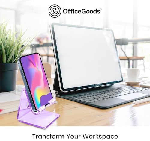 OfficeGoods Acrylic Phone Holder Aesthetic Desk Phone Stand, Compatible with 4-8 inch Screens, Office Decor and Work from Home Essentials – Pink – Enhanced Compatibility and Speed