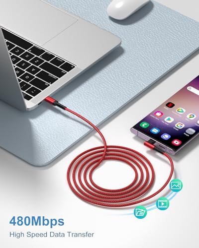 Enhanced 10 ft Right Angle USB C to USB C Cable – 60 W Fast Charging and Data Transfer for i Phone 16, Mac Book, Galaxy S24 – 4-Pack Durable Braided Design for Optimal Performance and Convenient Use