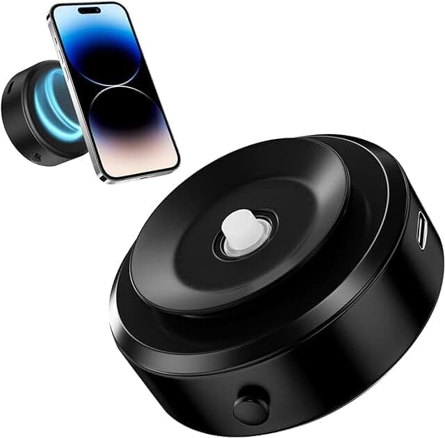 Revolutionary Electric Vacuum Magnetic Suction Cup Holder – Versatile 360° Rotating Car Phone Mount for Ultimate Viewing and Hands-Free Convenience in Your Vehicle, Kitchen, Gym, or Shower – Strong Adhesion for All Smooth Surfaces (Black) – Perfectly Compatible with Multiple Smartphone Models