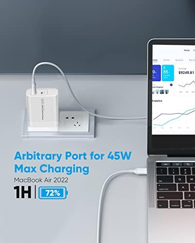 Power Lot 45 W Ga N USB-C Charger with 6 FT Cable – Ultra-Fast Charging for Galaxy S22/S21, Z Flip 5, Fold 5, i Phone 16, i Pad, Mac Book – Universal Compatibility & Advanced PD 3.0 Technology for Rapid Power Boosts
