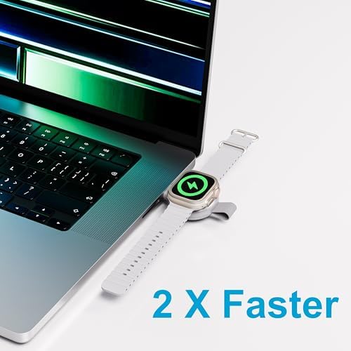 Efficient and Reliable INVZI Portable Charger for Apple Watch – MFi-Certified 5 W USB-C Fast Charging Solution Compatible with Ultra, SE, Series 1-9 – Compact, Lightweight Design Perfect for Professionals and Travelers