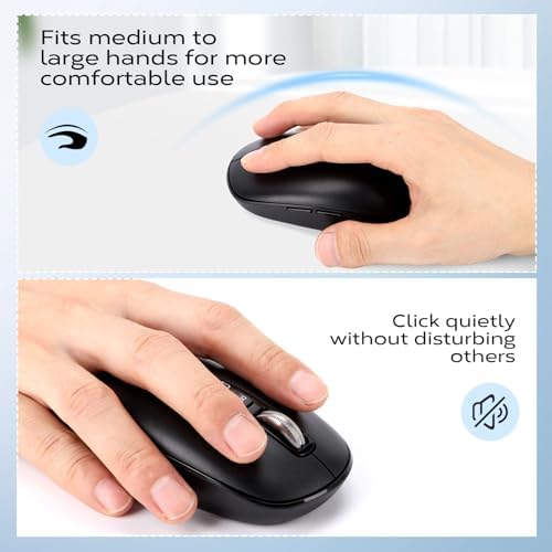 Ultra-Slim Wireless Bluetooth Mouse for Multi-Device Use – Lightweight Travel-Friendly Design with ±3000 DPI Precision, 4-Way Metal Scrolling, and 8 Customizable Buttons – Perfect for Laptops, Tablets, and Phones – Enjoy Quiet Operation and Long Battery Life for Enhanced Productivity