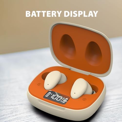 Clan N1 Wireless Earbuds: Stylish Active Noise Cancelling Headphones with Hybrid ANC & Transparency Mode for Commuters – Vibrant Orange & Beige Design, Built-in Controls, Enhanced Compatibility, Long Battery Life for Ultimate Audio Experience
