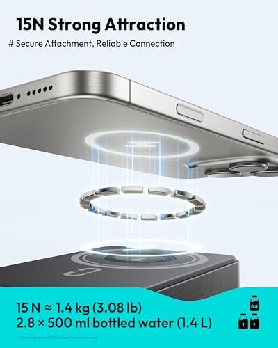 ROMOSS Magnetic Wireless Power Bank – 10,000 m Ah Portable Charger with PD 20 W Fast Charging for i Phone 12-16 Series – Compact, Lightweight, and Tangle-Free Mag Safe Battery Pack with USB-C Port – Ultimate On-the-Go Charging Solution