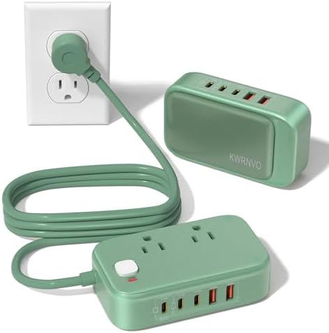 Ultimate 7-in-1 Power Strip with 65 W Ga N Technology | Flat Plug Design for Space-Saving | 3 USB-C & 2 USB-A Ports for Rapid Charging | 2500 W AC Outlet for Home, Office, College & Travel | Versatile Surge Protector for All Devices