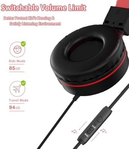 Vibrant Blue Kids Bluetooth Headphones with LED Lights – Safe Volume Limiter (85/94 d B) for Ear Protection – Fast USB Type C Charging – Comfortable On-Ear Design for School & Travel – Integrated Microphone for Clear Online Communication – Perfect for Boys & Girls