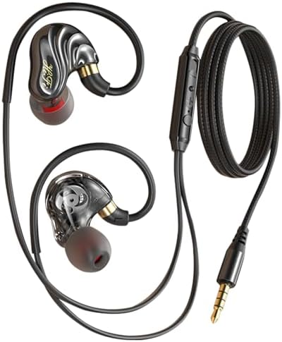 Premium Dual Driver Wired Earbuds with Microphone – Exceptional Noise Isolation for Sports & Daily Use, Enhanced Extra Bass Audio, Durable 1.2 m Tangle-Free Braided Cable, Ergonomic Secure Fit for Comfort During Workouts and Commutes