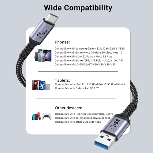 High-Speed 10 Gbps Android Auto USB C Cable (6.6 ft, 2-Pack) – Universal Compatibility for Fast Charging & Data Transfer with i Phone 16/15 & Samsung Galaxy – Durable, Versatile Cord for Seamless In-Car Connectivity