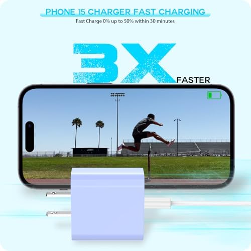 Boost Device Powering with the Apple i Phone 16/15 Fast Charge Essentials Set – MFi Certified 20 W USB-C Blocks & 6 FT Cables in Eye-Catching Purple for Unmatched Charging Speed – Ideal for i Phone 16/15 Series and i Pad with Advanced Durability and Flexibility