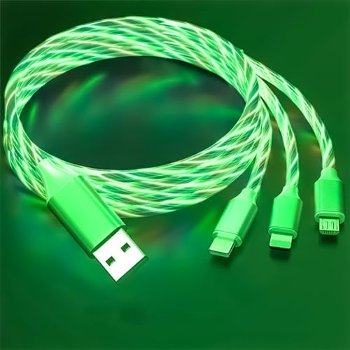 Transform Your Charging Routine with the 6-Foot 3-in-1 LED Charging Cable – Fast Charge & Data Transfer for Micro USB, Lightning, and USB-C Devices – Eye-Catching Glowing Design, Durable Construction Perfect for Home, Office, and Travel Use