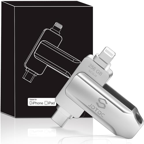 JSL JDTDC 256 GB Apple MFi Certified Photo Storage Stick – High-Speed Dual Connector USB-C & Lightning Drive for i Phone, i Pad, and Android – Ultimate External Backup Solution for Effortless Data Management and Memory Organization