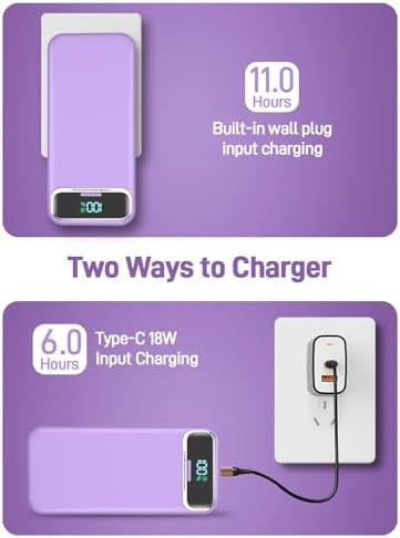 Ultimate 20,000 m Ah Portable Charger with Built-in Cables & AC Plug – Super Fast PD20 W & SCP22.5 W USB-C Power Bank for Quick Device Charging – LED Display & Universal Compatibility for i Phone, Samsung & More – Essential Travel Accessory for On-the-Go Power Solutions