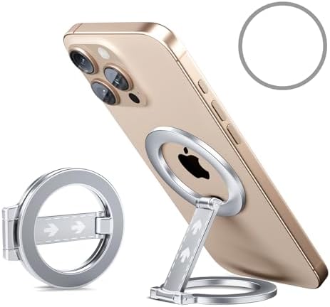 Mag Safe Universal Phone Grip & Kickstand for i Phone 12-16 Pro Max – Versatile Double-Sided Magnetic Holder for Secure Handling & Hands-Free Viewing in Gym, Kitchen & Beyond – Sleek Black Silicone Design for Stylish Convenience and Optimal Performance