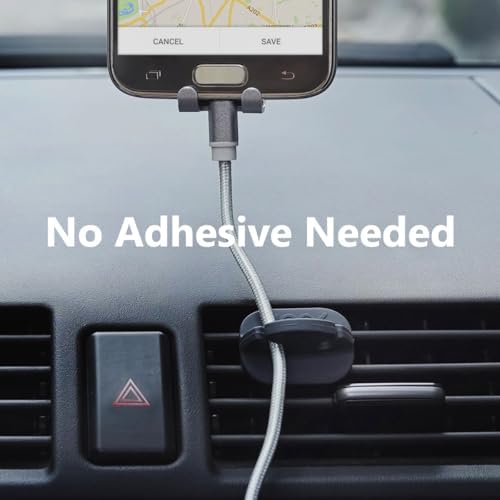 MOOY Dashman 2-Pack Car Vent Phone Holder & Cable Organizer – No Adhesive Required, Flexible Rubber Fins for Optimal Fit, Universal Compatibility with Most Car Vents, Enhanced Safety & Convenience for Hands-Free Driving