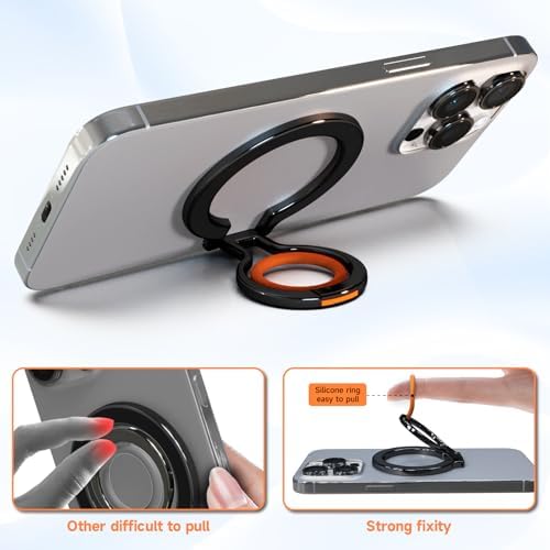 Transform Your Mobile Experience with the Innovative 360° Magnetic Phone Grip for Mag Safe – Tailored for i Phone 16 Pro Max, 15, 14, 13, and 12 Series – Advanced Silicone Finger Strap for Superior Drop Protection – Effortless Wireless Charging Compatibility – Sleek Aesthetic Enhances Device Style and Functionality – Experience Ultimate Versatility for Texting, Video Calls, and Streaming – Crafted from Premium Quality Materials for Long-Lasting Durability and Comfort – Upgrade Your i Phone Accessories and Elevate Daily Interactions!